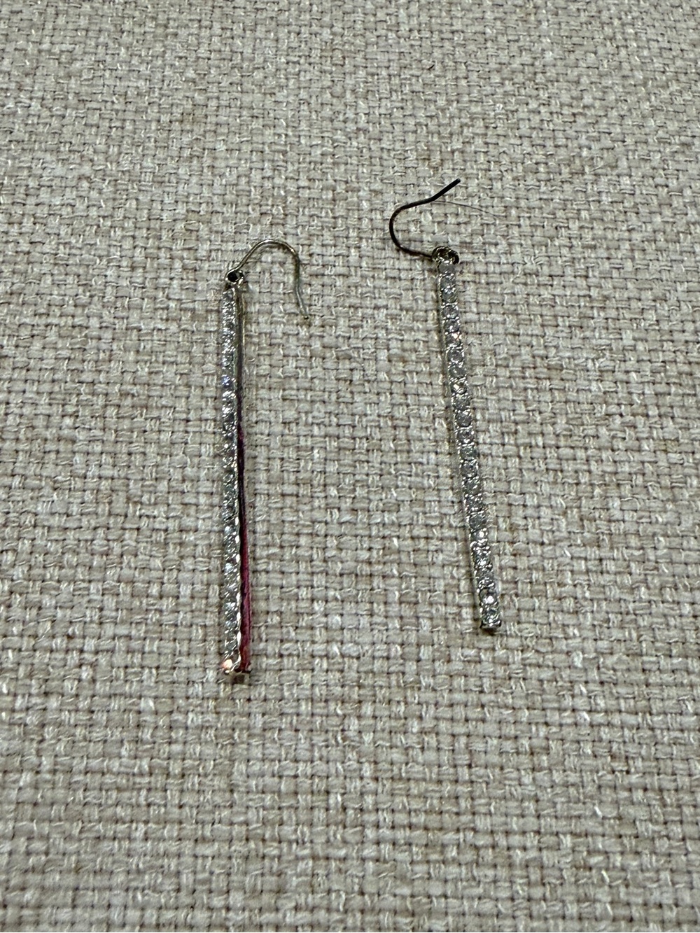 Silver Dangle Bar Crystal Earrings